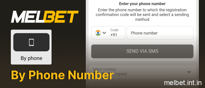Phone number registration on Melbet India with SMS confirmation