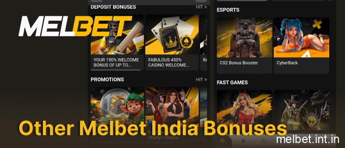 Additional Melbet India bonuses and promotions